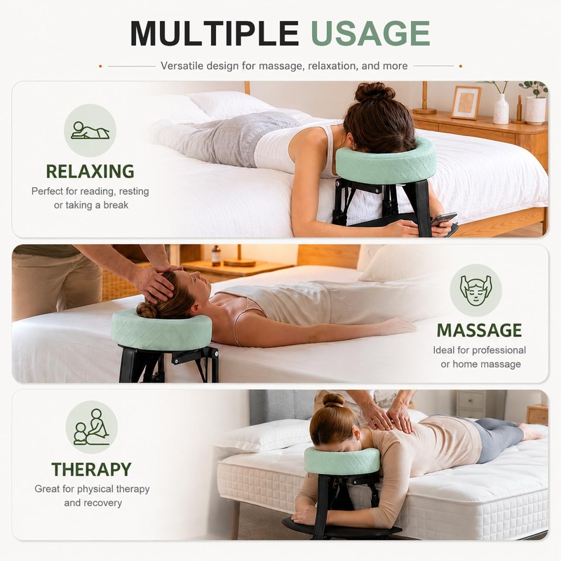 Massage Headrest for Bed with Arm Rest, Adjustable Massage Face