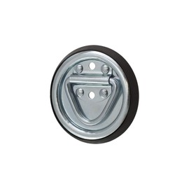 SPEP.com 4 Pack D Ring Steel Tie-Downs - Floor Flush Surface Mount with Black Bases - Tiedown Breaking Load of 1,200 Pounds