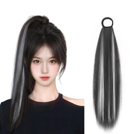 KQHOMEI Seamless Banded Hair Extension, Natural Ponytail Wig, Straight, Long, Curly Hair Extension, Hair Extension, Synthetic Hair, Straight Point, Collar, One Touch, Women's, Korean Style, Popular