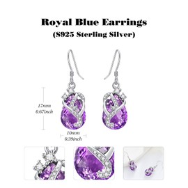 Amethyst Earrings Sterling Silver Amethyst Drop Earrings for Women Amethyst Jewellery Purple Crystal Earrings Gifts for Women, Sterling Silver, Created Amethyst