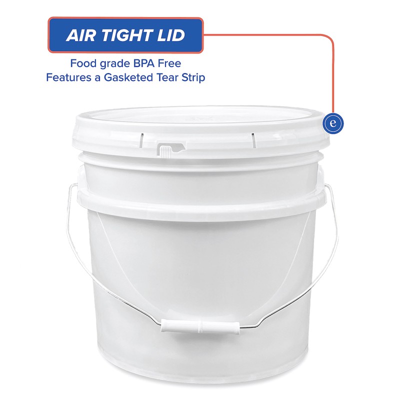 ePackageSupply, 3.5-Gallon White Plastic Bucket with Lid - Durable 90