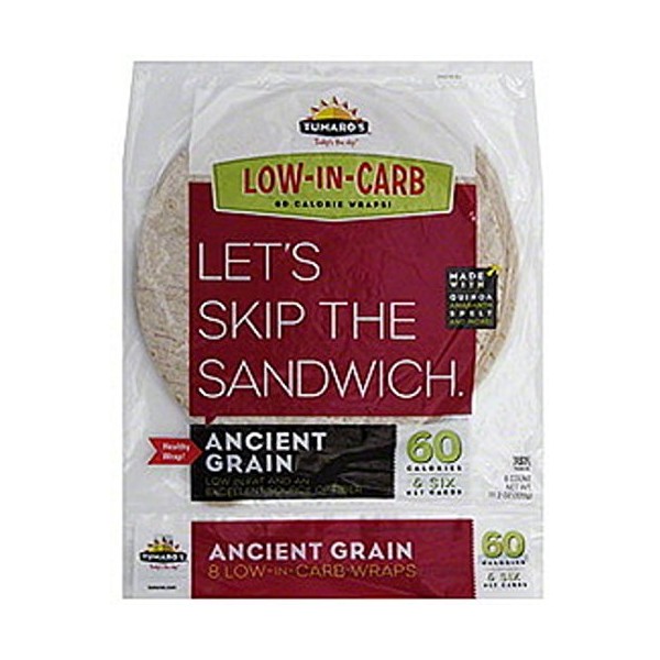 Tumaro's 8" Carb Wise Tortilla Wraps - Ancient Grain - 8 Count - Case of 6