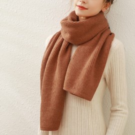 amokk Winter Scarfs for Women Long Cold Weather Scarves Solid Warm Neck Scarf for Daily (Orange)