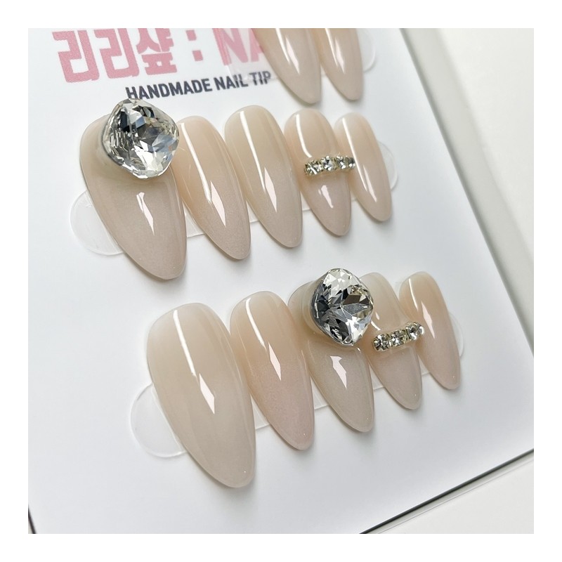 Nude Classic Handmade Nail Tips - Short Ballerina / 누드
