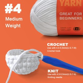 FREEASYFAR 1 Pack Beginner Crochet and Knit Yarn,Soft Cotton Blend Yarn for Crocheting and Knitting with Clear Stitches; Worsted-Weight Medium #4;120Yards/3.5Oz; (Black, 2 Skein)