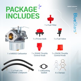 BlueStars 640052 Carburetor Combo - Replace 640054 640349 640058 640058A - Compatible with Tecumseh HMSK80 HMSK90 8HP 9HP 10HP Engine LH318SA LH358SA - for Snow Blower Generator Chipper Shredder