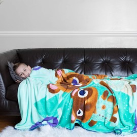 Franco Kids Bedding Super Soft Micro Raschel Blanket, 62 in x 90 in, Animal Crossing