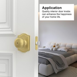 goldenwarm 4 Pack Brushed Gold Privacy Door Knobs Interior for Bedroom & Bathroom, Classic Gold Interior Door Knobs