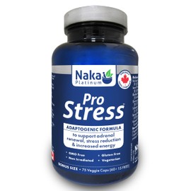 Naka Platinum Pro Stress Adaptogenic Formula to Support adrenal renewal, Stress reduction & increased Energy - 75 capsules BONUS SIZE (60+15 Free)