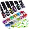 Mikinona 2pcs Nail Glitter Sequins Shiny Four-Pointed Art Stickers for
