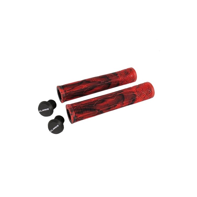 Clarks Cycle Systems C132 Rubber Handlebar Grips, Red/Black, 168mm