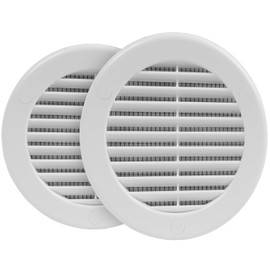 HVAC OV 2-Pack 4" Round Air Vent Cover – White Plastic Soffit Air Vent Deflector with Screen Mesh/Surface Mount Wall, Ceiling – Cold air Return Vent Cover - Airflow Register Indoor Outdoor