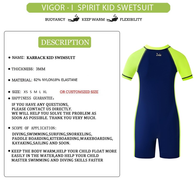 karrack Boys One Piece Zip Rash Guard Swimsuit Kid Water