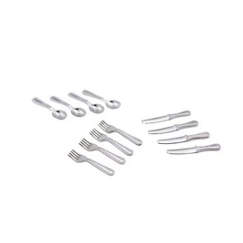 12 Pcs Silver 1/12 Miniature Silverware Knife Fork Spoon 12Pcs Set Dollhouse Decoration Accessories, Miniature Dollhouse Mini Knives for Cupcake Decorations (0.8 inch)