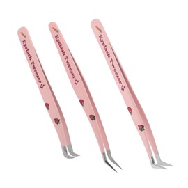 TOVINANNA Precision Eyelash Tweezers 3pc Set for Lash Extensions Diy Straight Tip Volume Lash Application