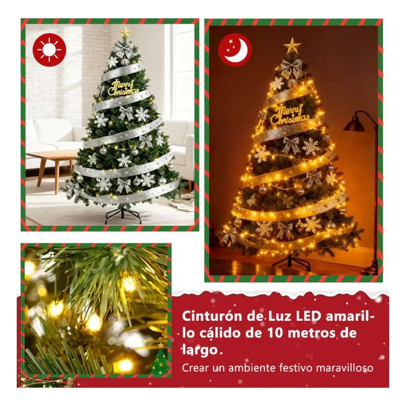 HERFLOS INTERACTIVO - Árboles De Navidad 2.2m Verde Pino Artificial