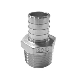 Fitvell Barb Crimp PEX 1/2" x 1/2" NPT Male Threaded Fitting Stainless Steel Crimp Adapter 3PCS