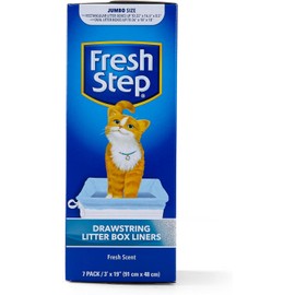 Fresh Step Jumbo Drawstring Cat Litter Box Liners, Scented Heavy Duty Kitty Litter Bags for X-Large Oval or Rectangle Pans, Helps Contain Mess for Easy Lift Out Cleanup, 36 x 19 in, 7 Count - 2 Pack