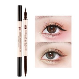 xixi [Popular] Dual Core Eyeliner Waterproof Pencil Eyeliner [Pencil and Liquid 2-in-1] UNYOKE Pop Cosmetics High-Density Double Line Expert Shadow Gray Double-Sided Intensive Application Liquid