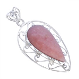 Ravishing Impressions 925 Sterling Silver Bezel Set Natural Pink Opal Pendant Necklace with 18" Chain, Sterling Silver Gemstone Pink Opal, Sterling Silver Sterling Silver Gemstone, Opal