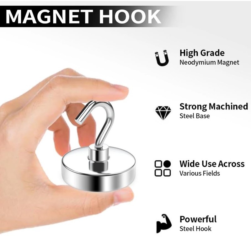 Volunx Magnetic Hooks 10 Pack Strong 10kg-22lbs+ Neodymium Magnet Hooks,