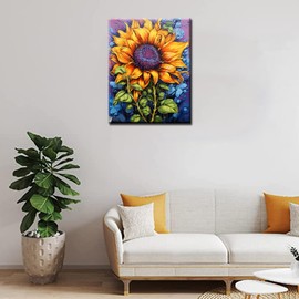 Garden Sunflowers Painting Paint by Number Kits 16 x 20 inch Graffiti Street Art Canvas DIY Boho Wildflowers Oil Painting for Kids Adults Beginner with Brushes and Acrylic Art Nordics Gift(Frameless)
