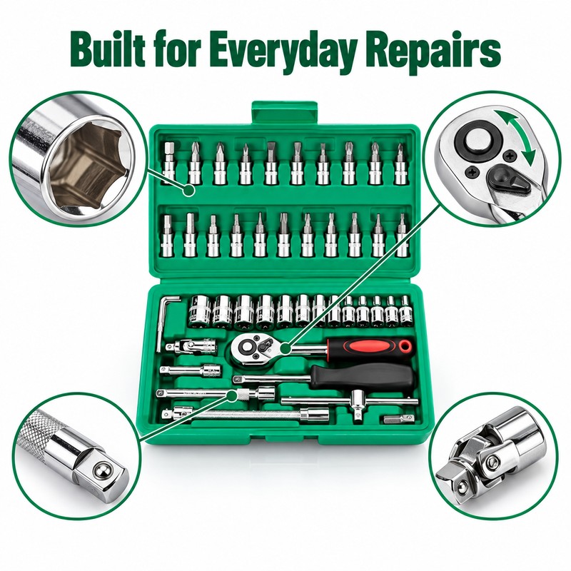 46-Piece 1/4-Inch Drive Mechanic Tool Set – Metric & Inch