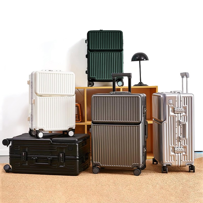 AIWEINY Zipperless Luggage, Polycarbonate Aluminum Hard Shell, Expandable Carry-On Suitcase