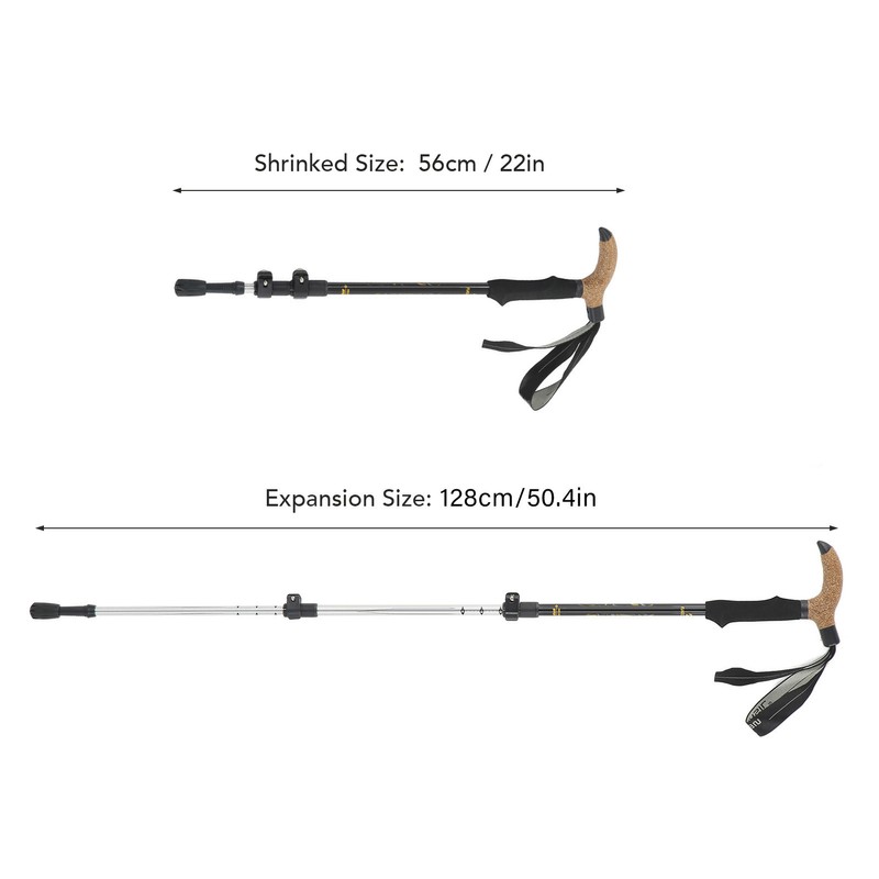 3 Section Retractable Hiking Stick Aluminum Alloy Mountaineering Balance Pole