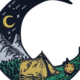 Camping On the Moon Patch Embroidered Applique Badge Iron On Sew On Emblem