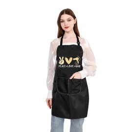 PLITI Hair Stylist Apron With Pockets Peace Love Hair Funny Hair Stylist Apron For Women Salon Hairdresser Cosmetologist (peace hair APU)