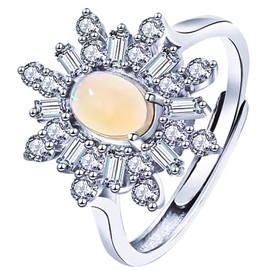 Natural Opal Adjustable Cluster Ring, Razzberry Custom Gemstone Designs, 925 Sterling Silver, included Velvet Ring Box