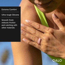 QALO Women's Rubber Silicone Ring, Blank Strata Rubber Wedding Band, Breathable, Durable Engagement Silicone Ring, 6mm Wide 1.85mm Thick, Iridescent Blue, Size 7