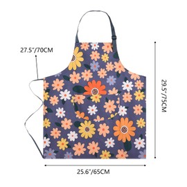 ARBINSON 2 Pack Floral Apron for Women with Pockets, Adjustable Cotton Chef Aprons for Kitchen, Cooking, BBQ & Grill, Blue/Flowers, Medium