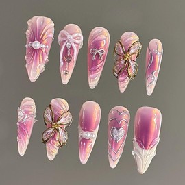 NailVesta DreamWear Collection – 100% Handcrafted 3D Press-On Nails | Reusable, Long-Lasting, Salon-Quality:_Glossy Doll_S
