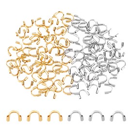 UNICRAFTALE Pack of 120 2 Colours U Shaped Protectors Stainless Steel Cable Protection Wire Protection Thread Protection Loop Protection Hole 0.8 mm for Necklaces Bracelets Jewellery Making