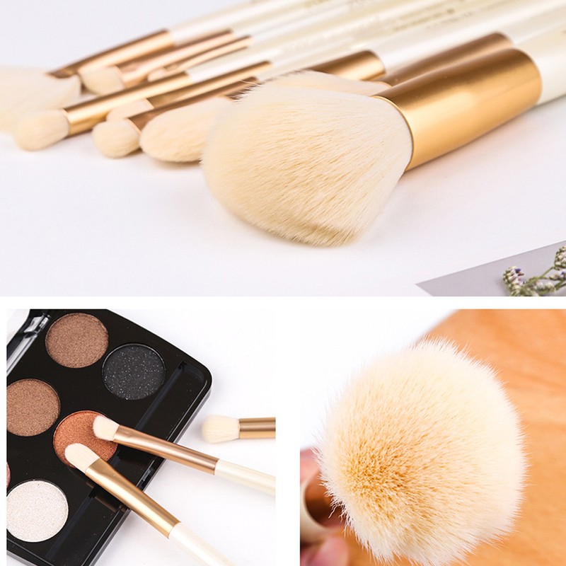 ZOREYA 10pcs Pearl White Portable Professional Makeup Blending Brushes Set