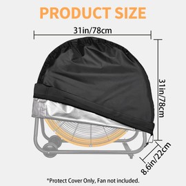 Industrial Fan Cover, 210D Heavy Duty Indoor & Outdoor Fan Cover with Storage Bag, Waterproof & Dustproof, Fits Up to for 18"-20" High Velocity Floor Fan, Black
