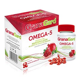GranaGard omega 5 con Nanotecnología 60 cápsulas. Cápsulas de aceite de semilla de granada. Antioxidante natural potenciado por la nanotecnología.    