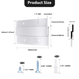 French Cleat Picture Hanger, Aluminum Z Hanger Interlocking Wall Mounting Bracket Hardware Kit Z Clips for Hanging Wall Painting, Mirrors, Panels, Artwork, Cabinet, Whiteboard (2inch-6Pairs)