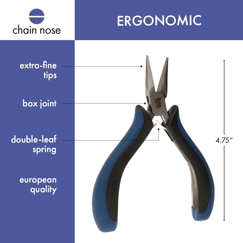 The Beadsmith Ergonomic Chain Nose Pliers – 5 inches (127mm)