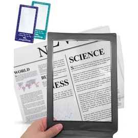 MAGDEPO 3X Full Page Magnifying Sheet Plastic Fresnel Lens with Frame, 2pcs Bookmark Magnifier Lens for Elderly, People with Low Vision Reading Books, Bible, Newspapers, DIY for Screen.