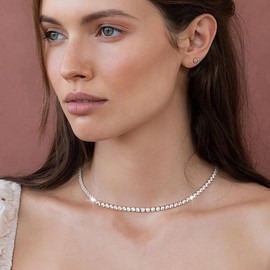 Suyi April Birthstone Necklace Tennis Necklace for Women Cubic Zirconia Necklace