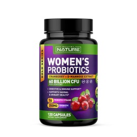 Probiotics for Women - 60 Billion CFUs, 16 Strains, with Cranberry, D-Mannose & Prebiotics - Supports Digestive, Immune, & Vaginal Health - Non-GMO, Dairy & Gluten-Free - 120 Veggie Capsules