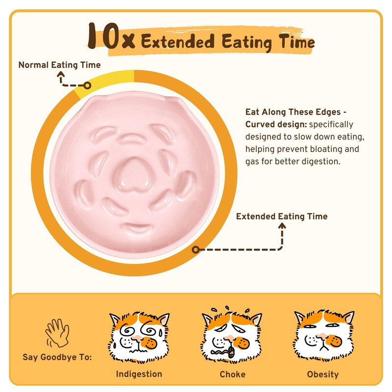 cat Slow Feeder Ear Shape Pink