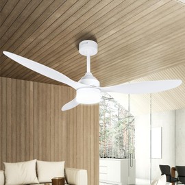 Soilsiu Ceiling Fans with Lights, 52 inch Low Profile Ceiling Fan with Light and Remote, Flush Mount Ceiling Fan for Bedroom, Flush Mount, Reversible, 3CCT, Dimmable, Noiseless (White)