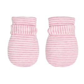 Newborn Baby No Scratch Mittens Stay On, 100% Cotton Breathable, Adjustable Infant Gloves for Baby Boys Girls Mittens (Pink Stripe, 3-12 Months)