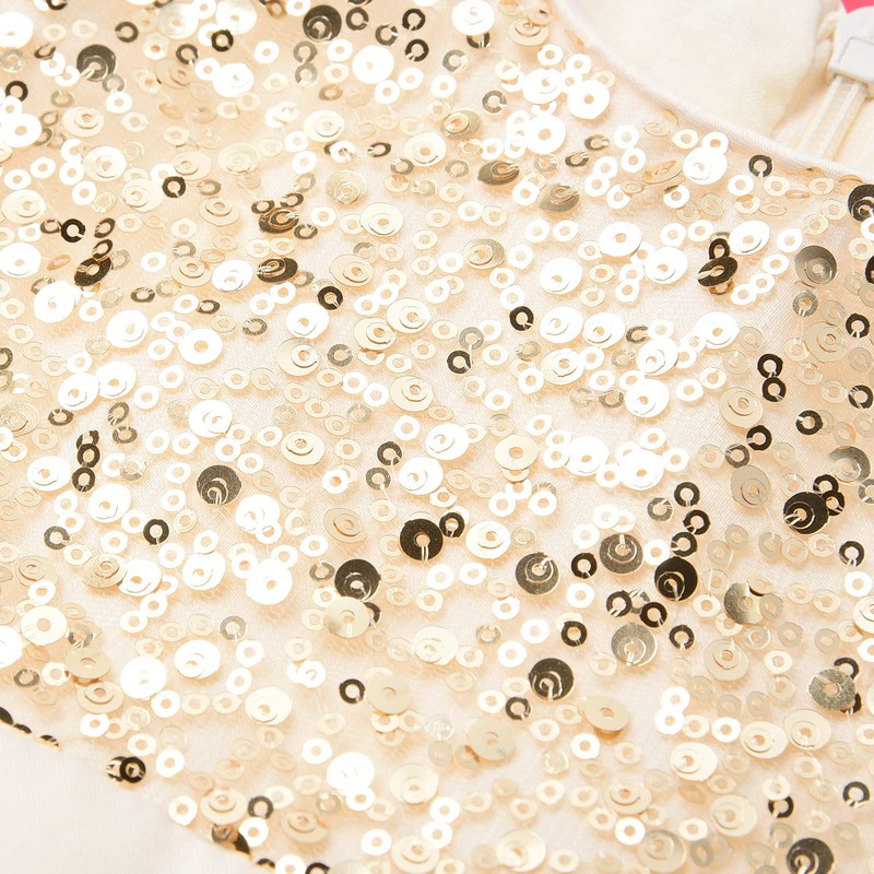 Uhnice Little Girl's Sequin Sleeveless Mesh Rainbow Dress for Wedding