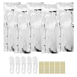 Fydun Pack of 25 Tassel Garland, Shiny Tissue Tassels Banner Decoration for Birthday, Wedding, Bridal Shower, Party, Wall Hanging Decor (Silver)
