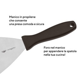 Paderno 18520-12 Professional Triangular Spatula, Pasta Cutter Scraper with Handle, Stainless Steel Blade, Polypropylene Handle, 12 cm x 12 cm, Silver